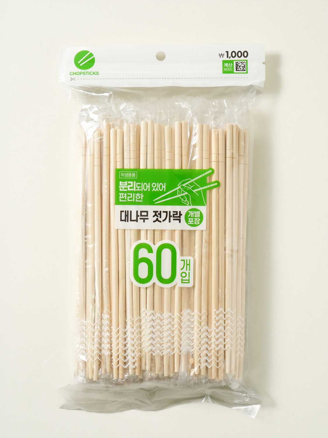 개별 포장 분리형 대나무 젓가락 60개입