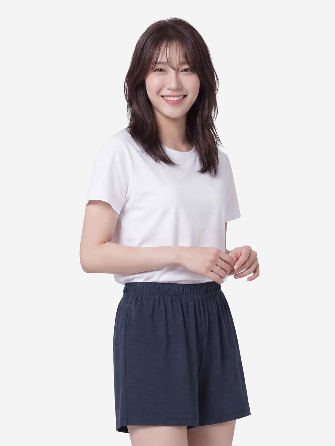 레이온 혼방 라운지 5부 팬츠(M)(네이비)