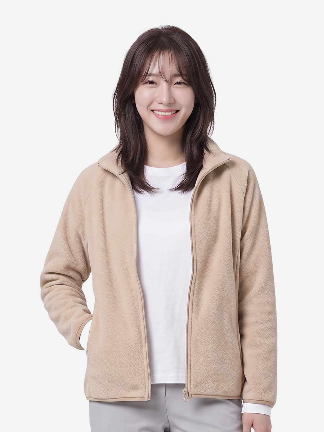 긴팔 플리스 자켓 M 베이지
