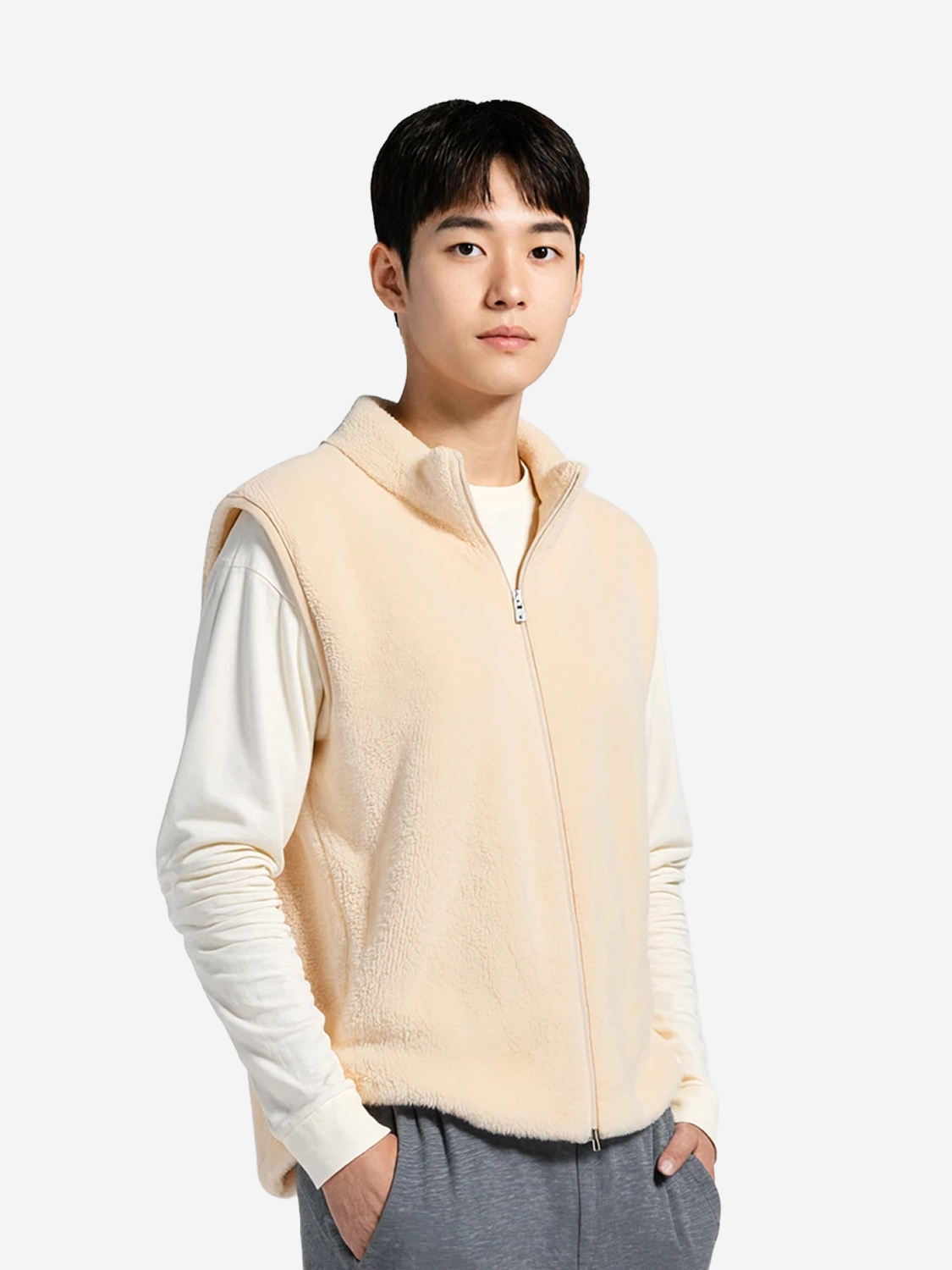 플러피 조끼 플리스 M 아이보리