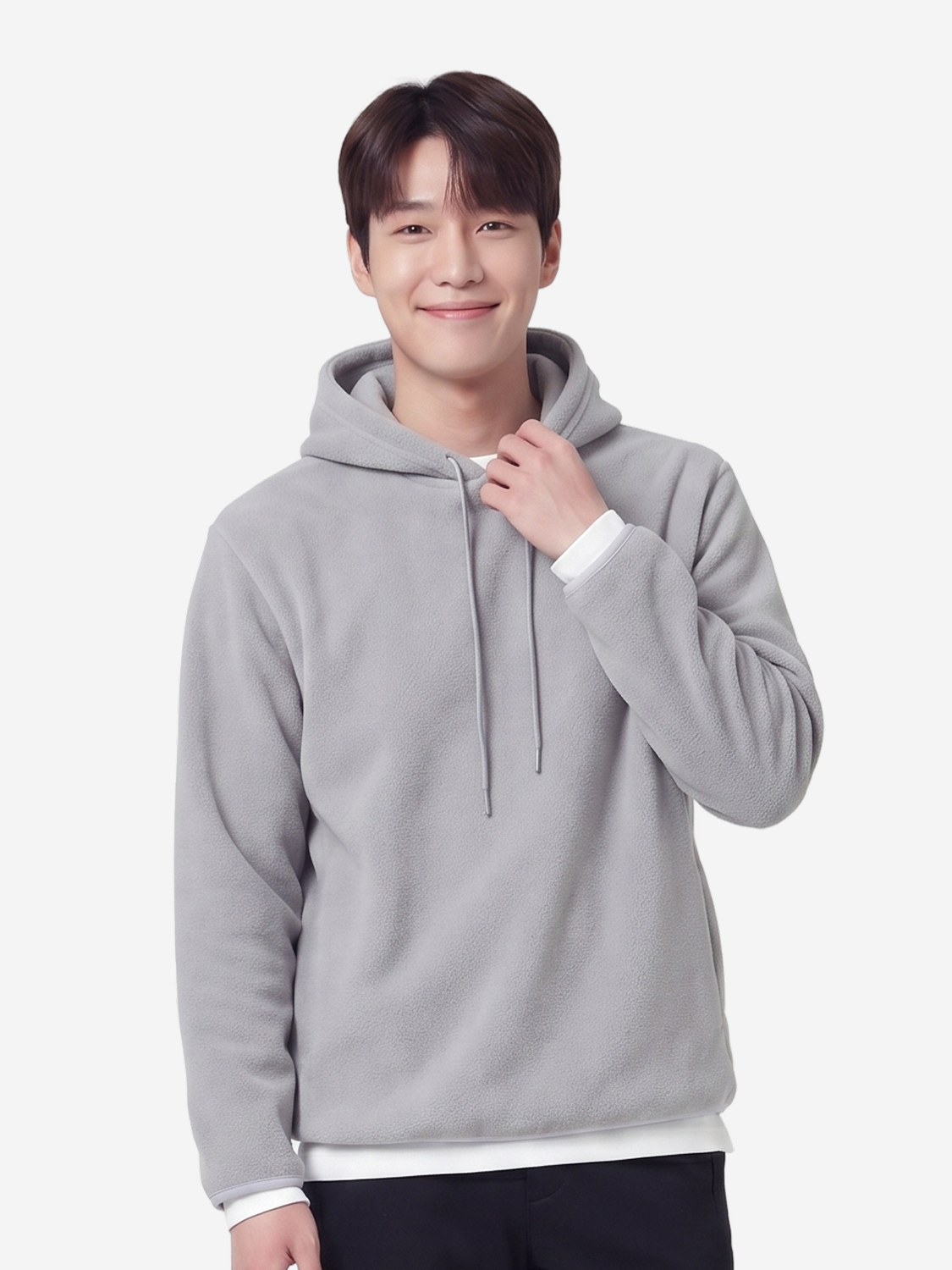 플리스 후드 티 L 라이트그레이