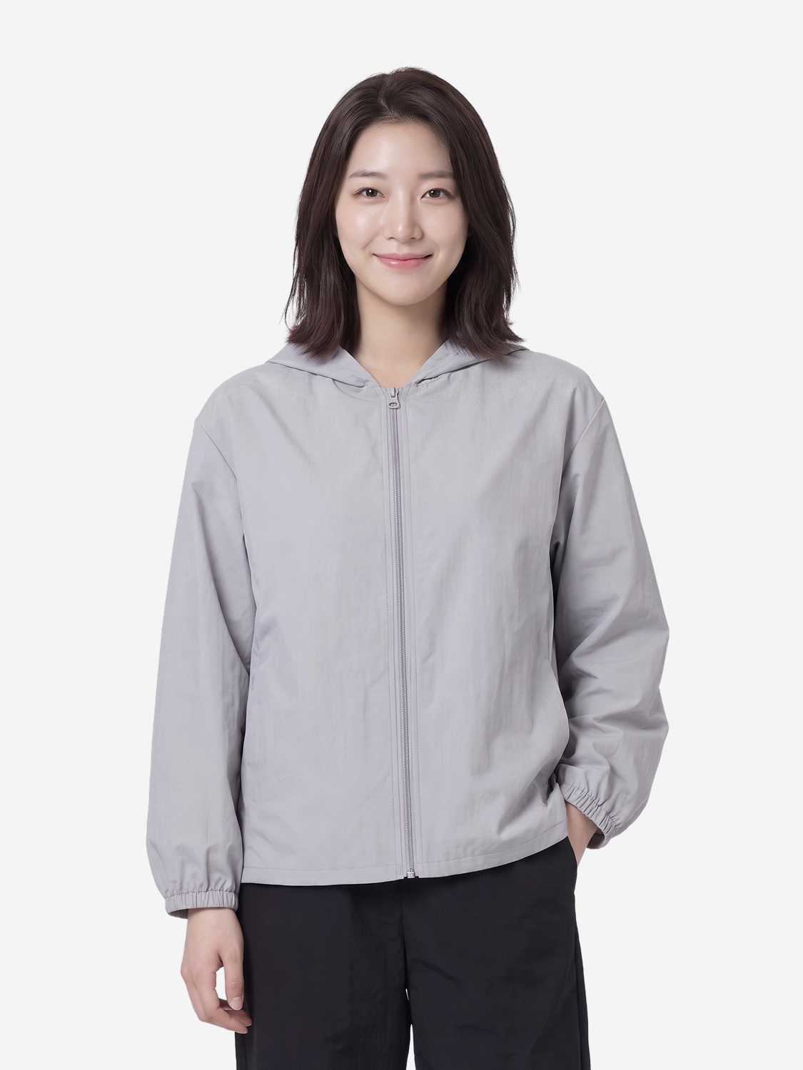 나일론 후드 집업 바람막이 M 쿨그레이