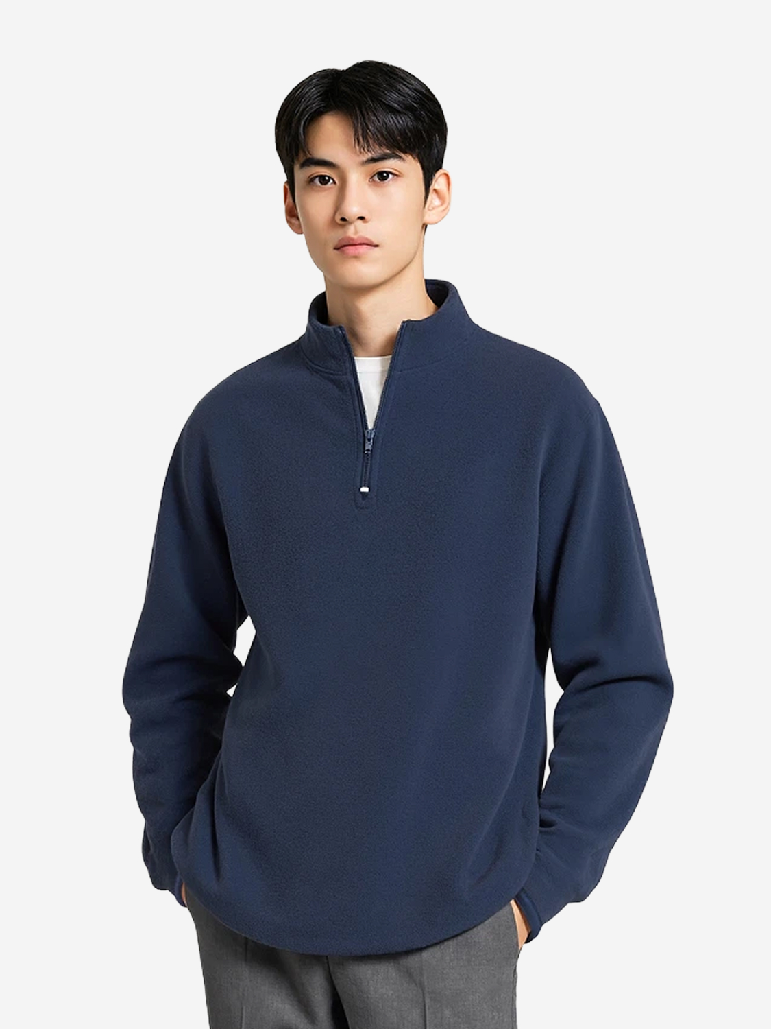반집업 플리스 L 네이비