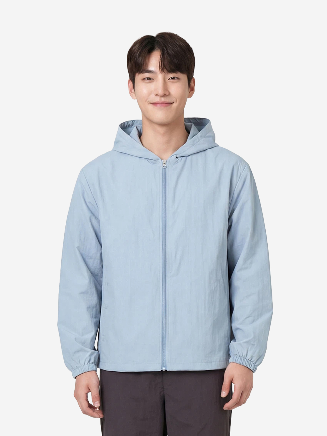 나일론 후드 집업 바람막이 L 블루