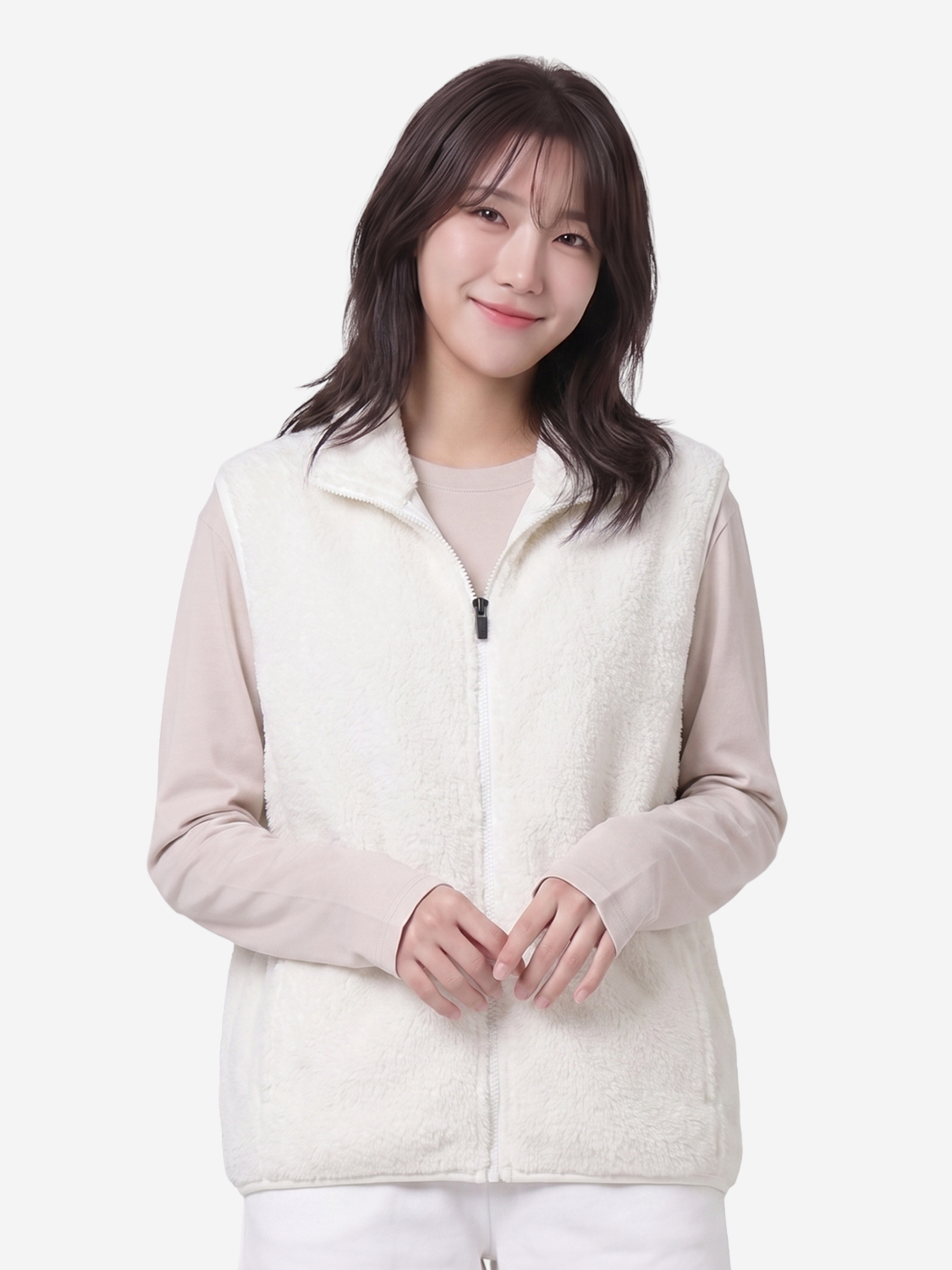 플러피 조끼 플리스 집업 L