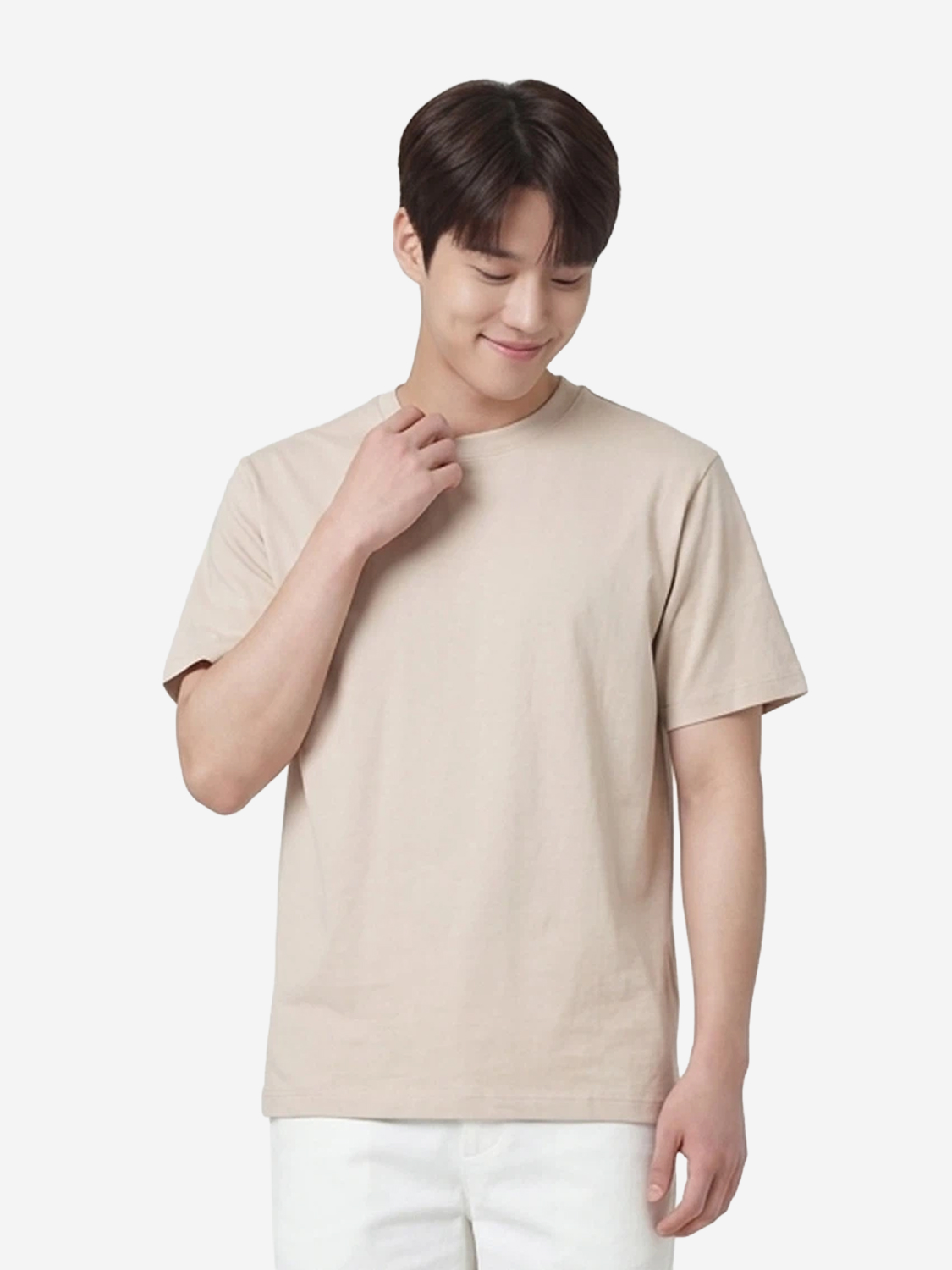 베이직하우스 플러스+ 릴렉스핏 면16수 반팔티 95 라이트베이지