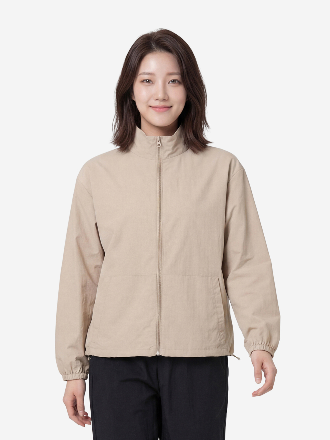 나일론 집업 바람막이 L 베이지