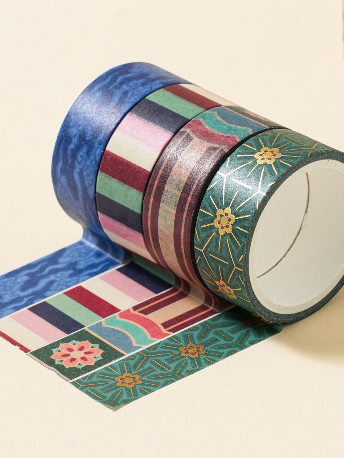 Traditional gold foil masking tape, 15mm x 3m, set of 4