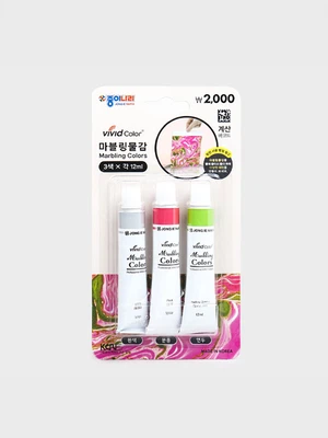 종이나라 마블링물감 3색 12ml (흰색,분홍,연두)
