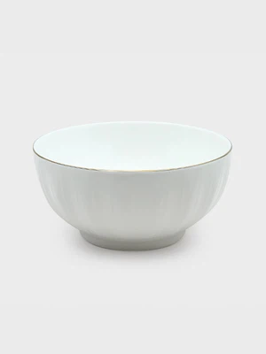 화이트 꽃잎 금장 라인 양각 면기 18 cm