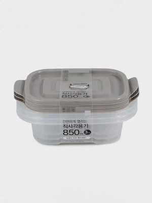쿨라라 직사각 저장용기 5호 3개입 850ml 그레이