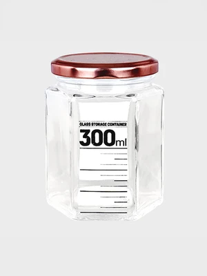 스틸캡 육각 유리 저장용기 300ml