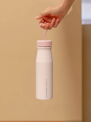 스트랩 스텐 텀블러 450ml 핑크