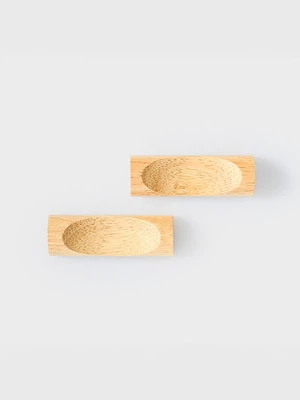 고무나무 직사각 수저 받침 2P