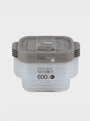 쿨라라 직사각 3호 5개입 600ml 그레이