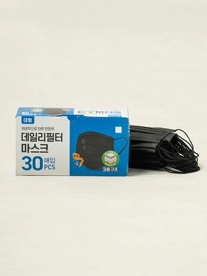 K 일회용 필터 블랙 마스크 대형 30개입
