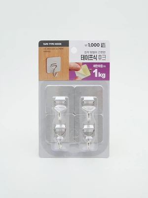 테이프식 사각 스틸 후크 4P