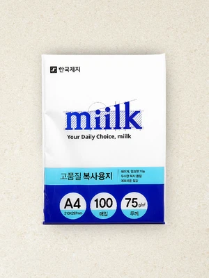 밀크 A4 복사용지 75g/㎡ 100매