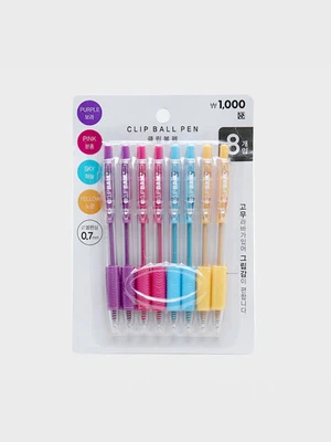 4색 클립 볼펜 0.7 mm 8개입