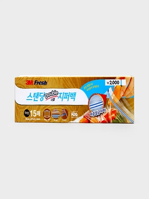 3M 후레쉬 스탠딩 더블 지퍼백 (대형) 15매입