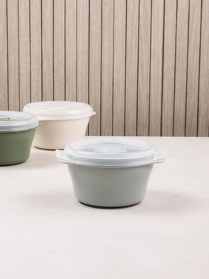 전자레인지용 원형 용기 500ml 그레이