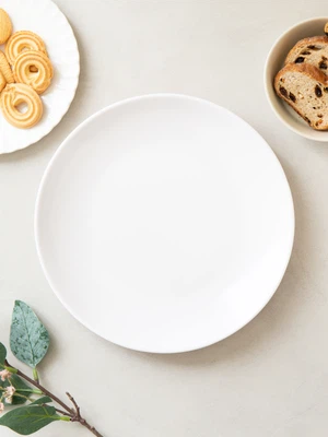 화이트 멜라민 원형 접시 25 cm