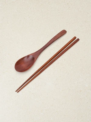 천연 옻칠 참나무 수저/젓가락 세트 24cm