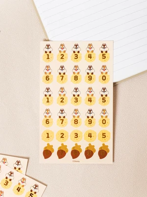 디즈니 칩앤데일 숫자 데코스티커 3매입