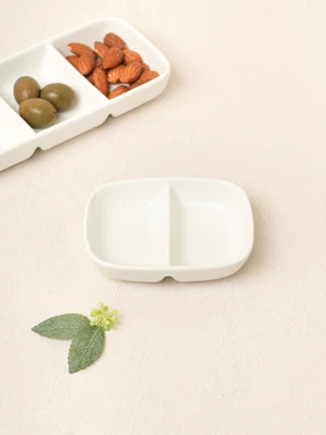 소프트 화이트 2칸 나눔 종지 9.5 cm