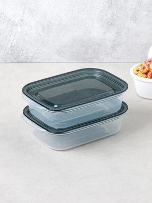 일본제 간편 보존 용기 낮은 직사각 블랙 290 ml 2개입