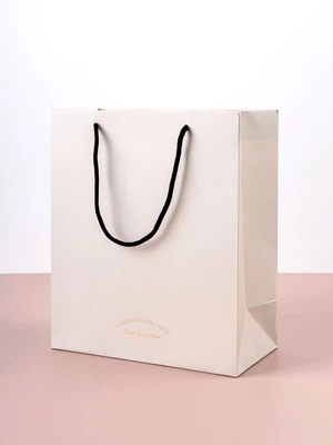 고급 세로형 쇼핑백 베이지 M