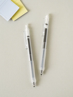 무소음 노크 젤 펜 0.5 mm 2개입 검정