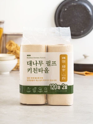 대나무 펄프 키친타월 120매 X 2롤