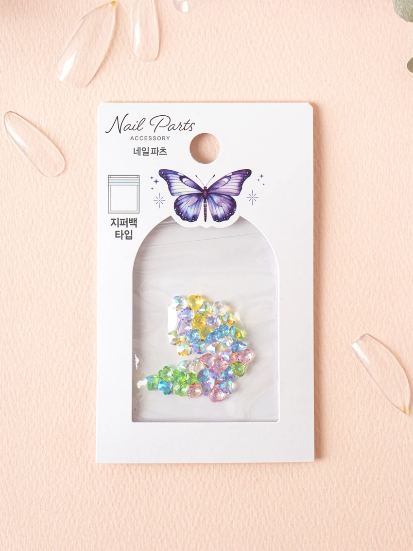 레인보우 하트 네일 파츠
