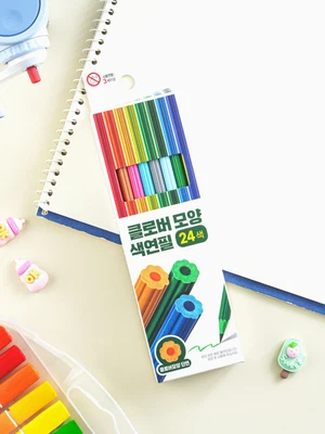 클로버 모양 색연필 24개입
