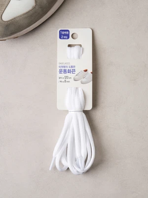 오발 운동화 끈 8 mm 화이트