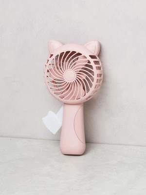 고양이 귀 모양 수동 선풍기 핑크