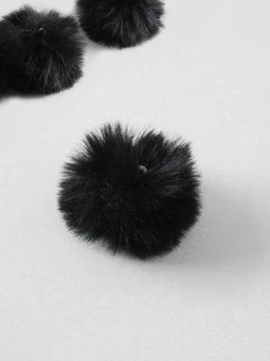 긴 털 폼폼이 6 cm 4개입 블랙