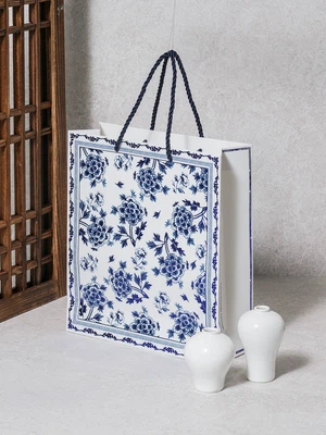 전통 쇼핑백 24 X 27 X 8.5 cm 청박