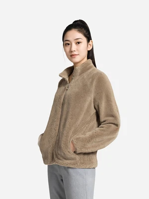 플러피 긴팔 플리스 집업 M 밀크브라운