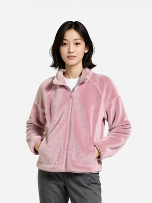 플러피 긴팔 플리스 집업 S 핑크