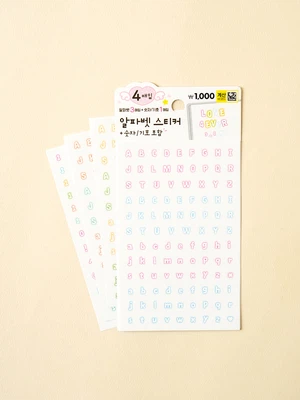 블러 알파벳 스티커 4매입