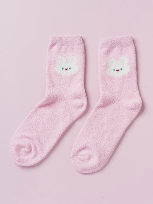파스텔 토끼 수면 양말 핑크