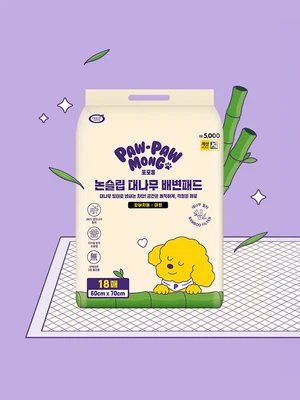 [펫] 포포몽 논슬립 대나무 배변 패드 대형 60 X 70 cm 18매입