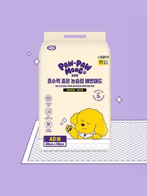 [펫] 포포몽 흡수력 좋은 논슬립 배변 패드 표준형 40 X 50 cm 40매입