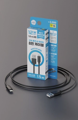 솔루엠 USB-A to 8핀 케이블 1.5 m 블랙