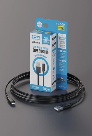 솔루엠 USB-A to 8핀 케이블 3 m 블랙