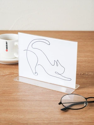 T형 가로형 투명 카드 스탠드 14.8 X 10.5 cm