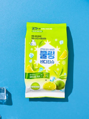 쿨링 물티슈 25매입 라임 그린티 향