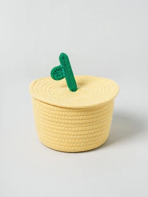 뚜껑 세트 패브릭 원형 바구니 18 cm